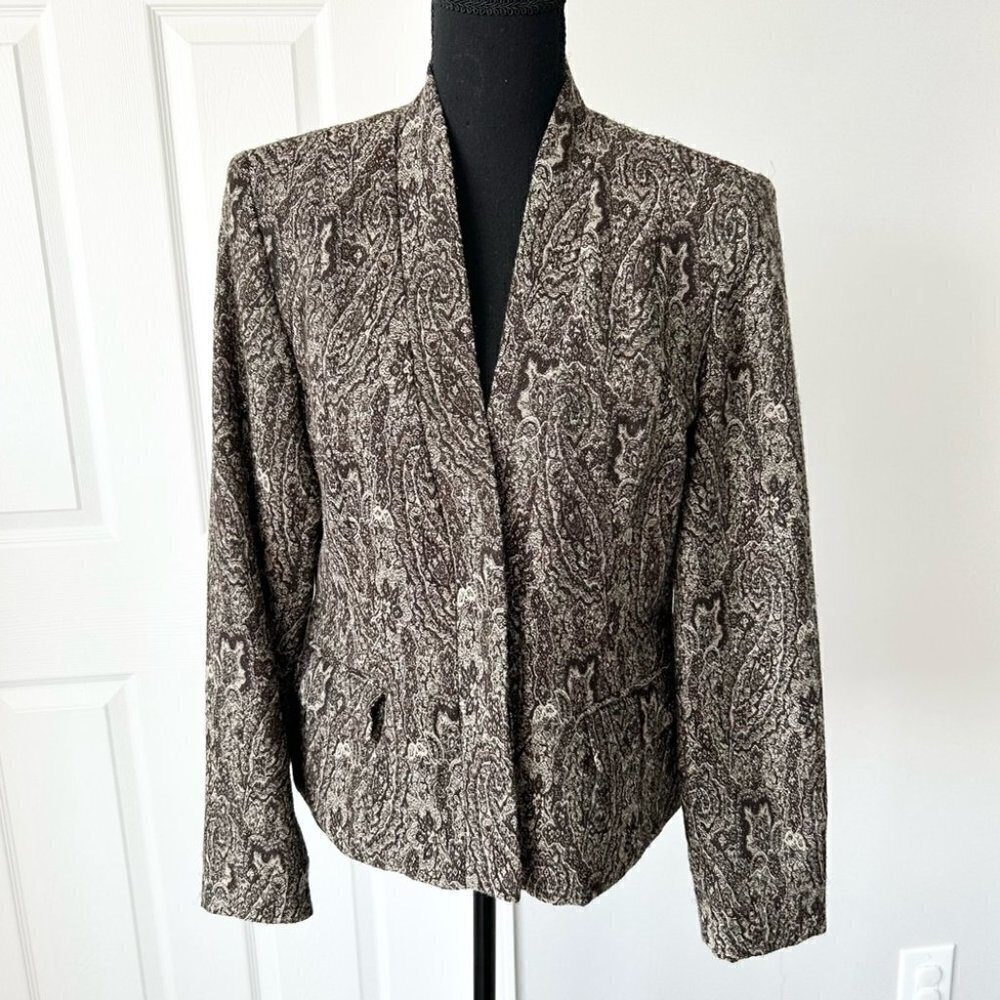 Jones New York Wool Blend Paisley Pattern Woven Blazer